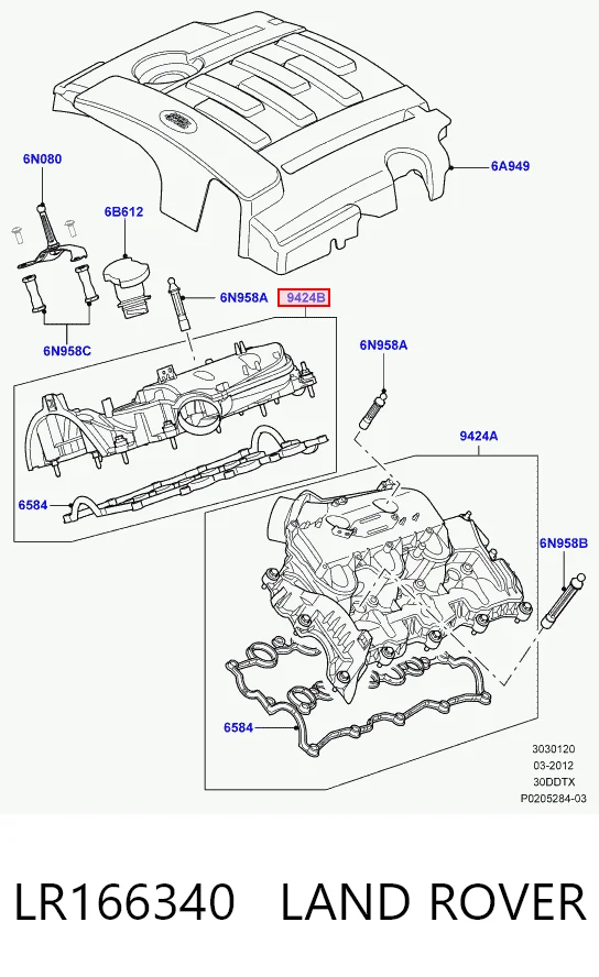 LR166340 Land Rover Tapa de válvula derecha