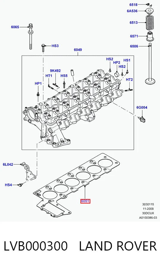 Junta de culata LVB000300 LAND ROVER