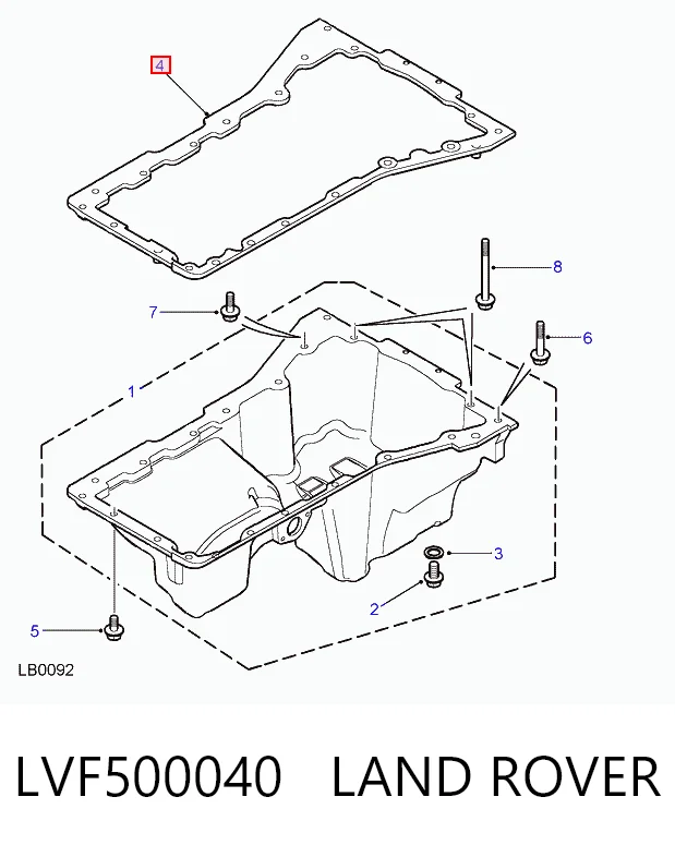 Junta del cárter de aceite LVF100380 ROVER
