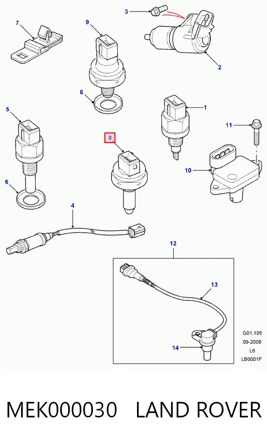 MEK000030 Land Rover Sensor temperatura refrigerante