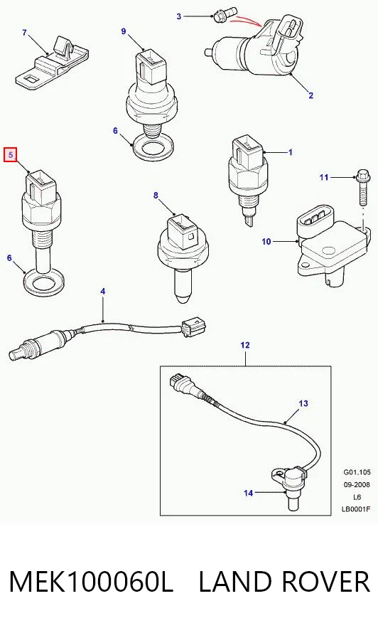 Sensor de temperatura del líquido refrigerante MEK100060L LAND ROVER