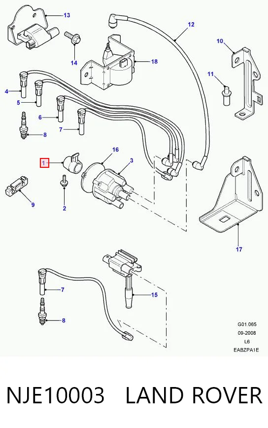 Rotor del distribuidor de encendido NJE10003 LAND ROVER