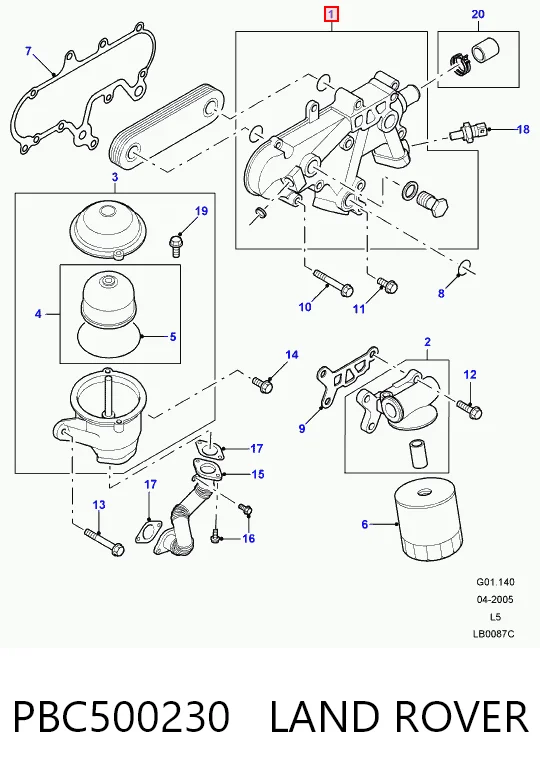 Radiador de aceite PBC500230 LAND ROVER