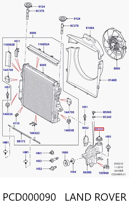 Tapa de depósito de agua Ford 8H228101AA