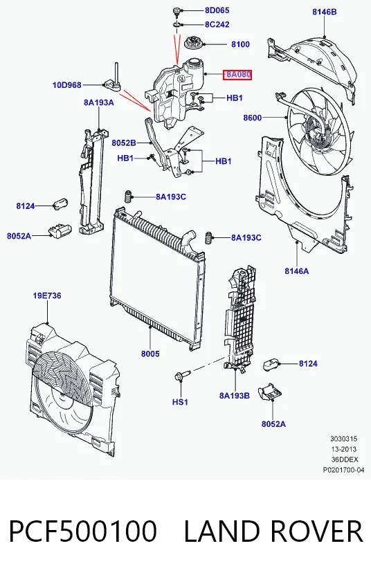 Depósito de expansión para Land Rover Range Rover III L322