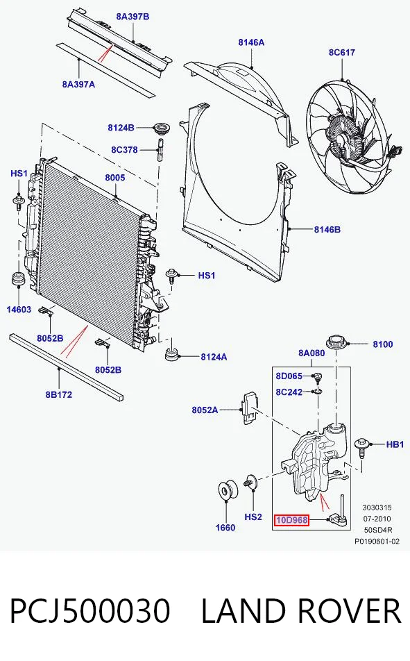 PCJ500030 Land Rover Sensor de nivel de refrigerante del depósito