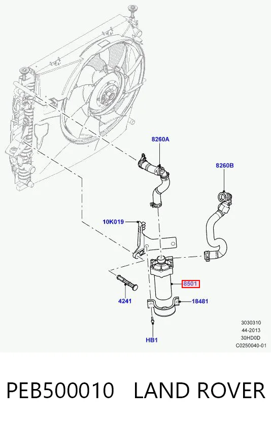 PEB500010 Land Rover Bomba de agua eléctrica auxiliar