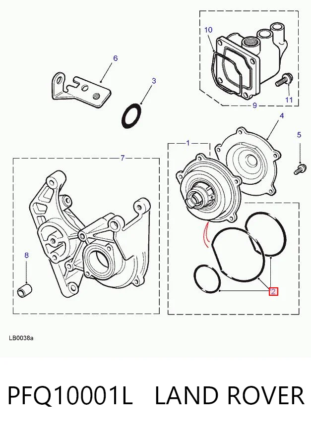 Junta de bomba de agua PFQ10001L LAND ROVER