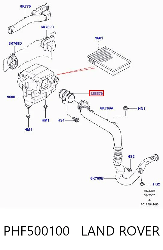 Sensor de flujo de aire para Land Rover Discovery III LR3