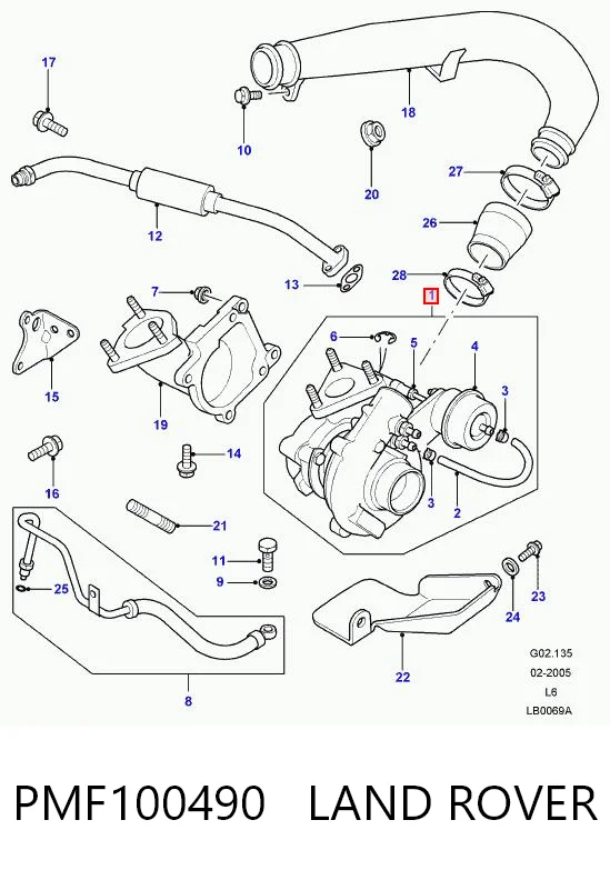 PMF100490 Land Rover Turbo para motor