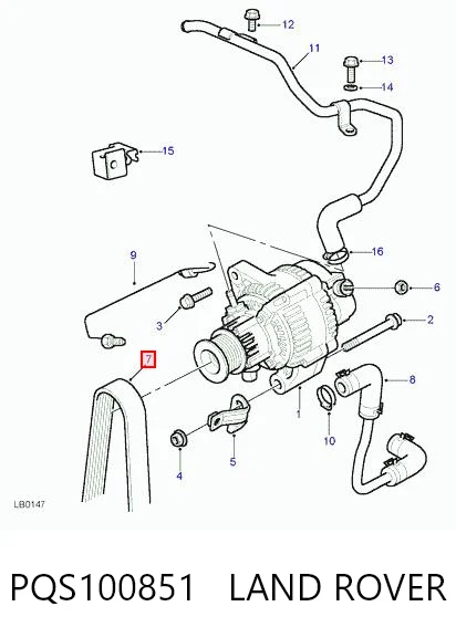 Correa de accesorios PQS100851 LAND ROVER