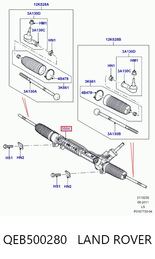 QEB500280 Land Rover Cremallera caja de direccion