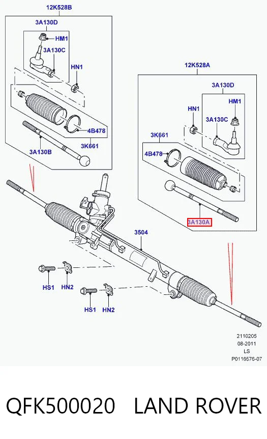 QFK500020 Land Rover Barra de dirección derecha