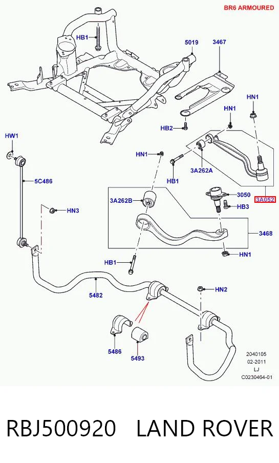 RBJ500920 Land Rover Brazo inferior izquierdo/derecho de suspensión delantera