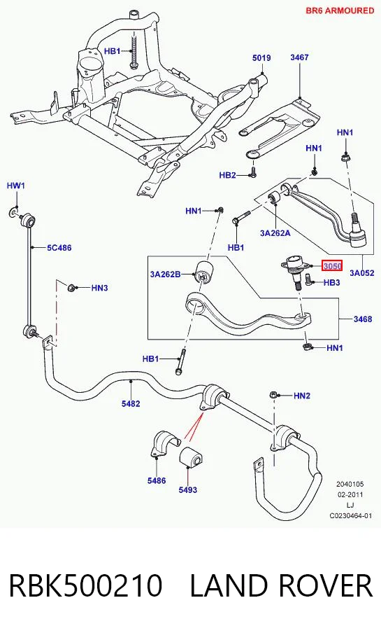 RBK500210 Land Rover Rótula de suspensión superior