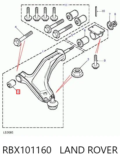 Buje delantero inferior del brazo de suspensión RBX101160 LAND ROVER