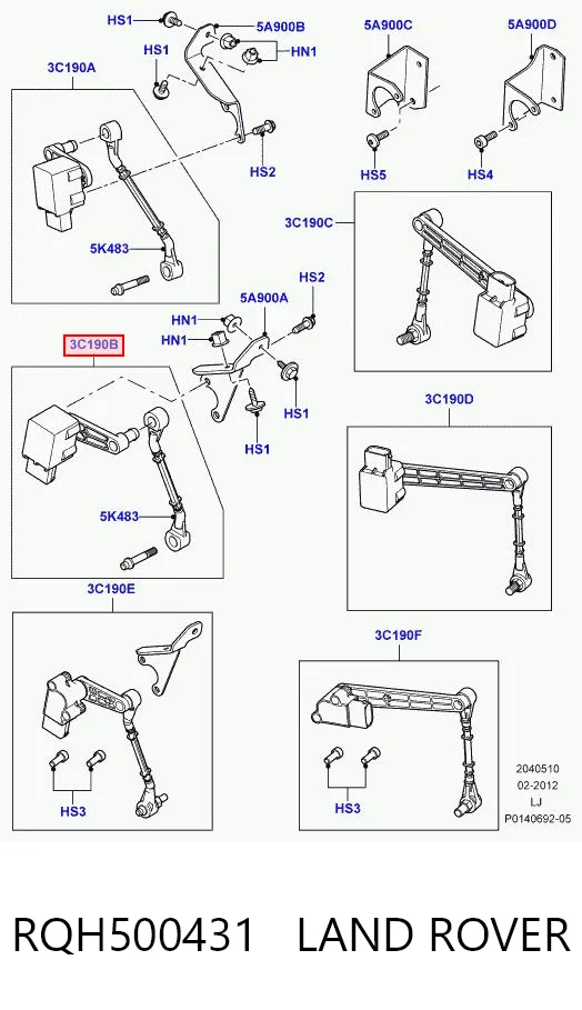 RQH500431 Land Rover Sensor de nivel de carrocería delantero izquierdo