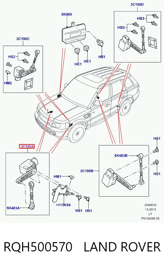 RQH500570 Land Rover Sensor de nivel de carrocería delantero izquierdo