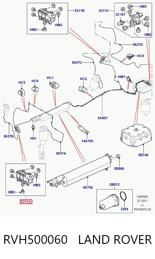 RVH500060 Land Rover Bloque de válvulas de suspensión regulable delantero