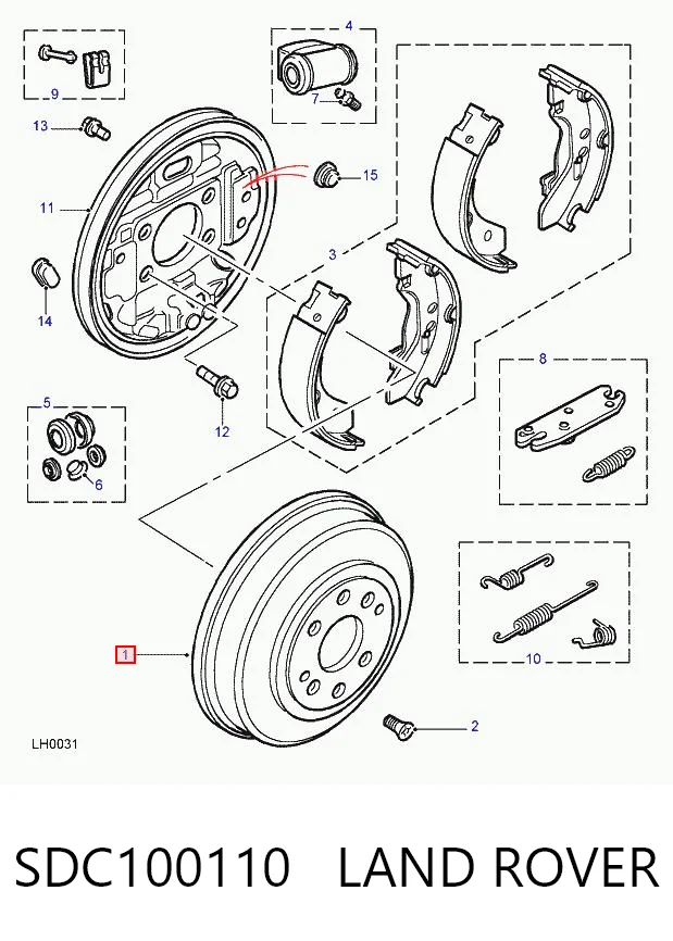 Tambor de freno trasero SDC100110 LAND ROVER