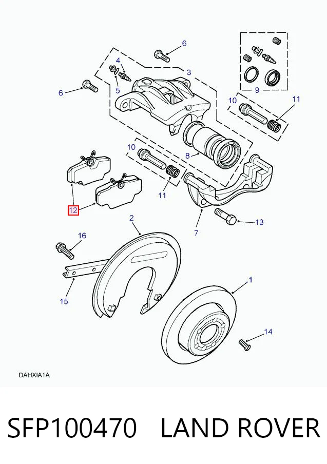 Pastillas de freno traseras de disco SFP100470 LAND ROVER