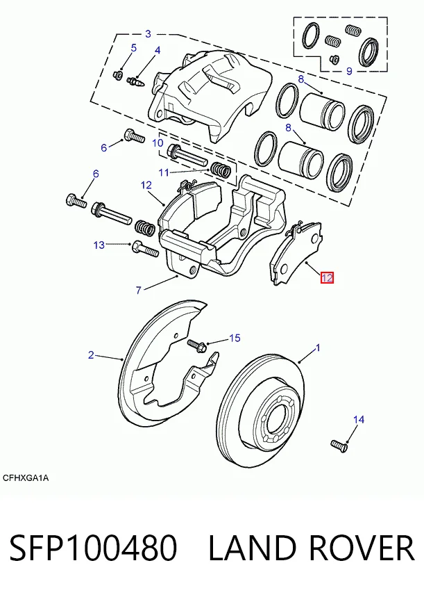 Pastillas de freno delanteras de disco SFP100480 LAND ROVER