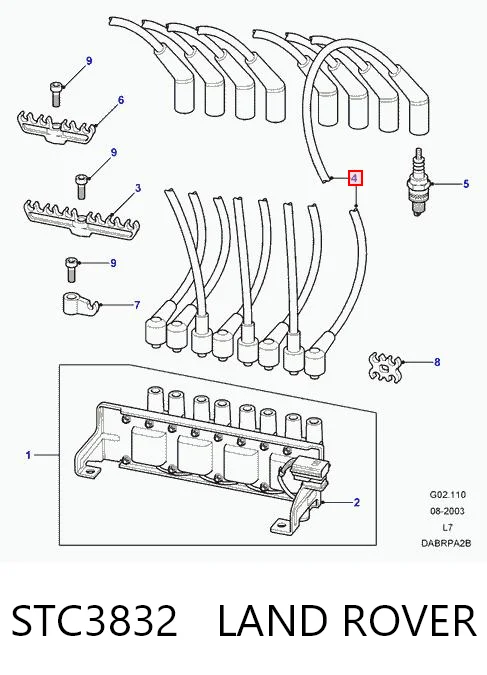 Juego de cables de alta tensión STC3832 LAND ROVER