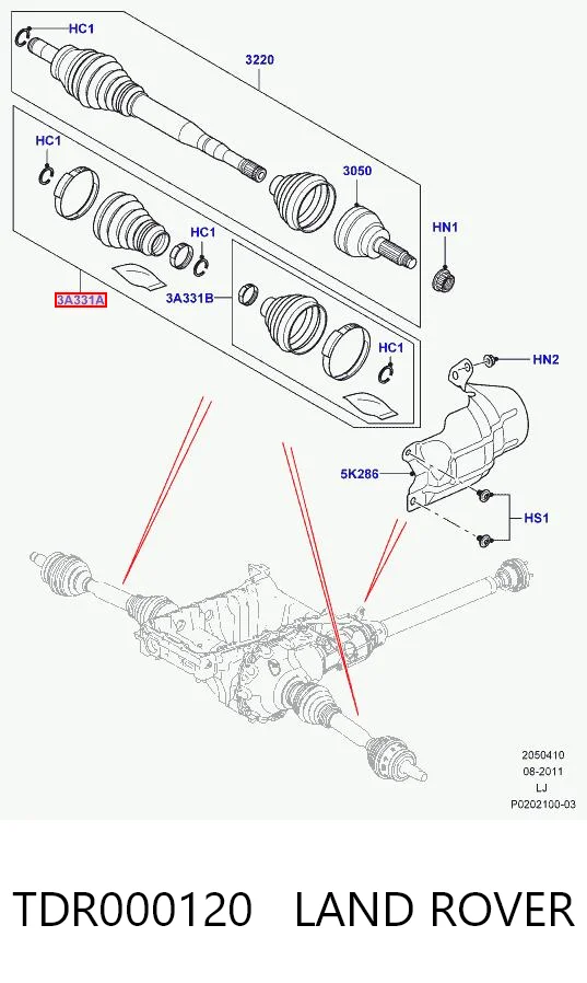 TDR000120 Land Rover Fuelle transmisión delantero exterior