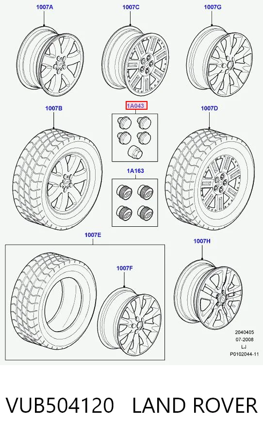  Tornillo de rueda Land Rover Range Rover 