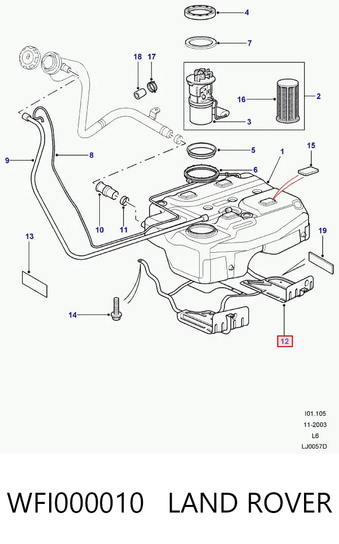 Soporte del tanque de combustible WFI000010 LAND ROVER