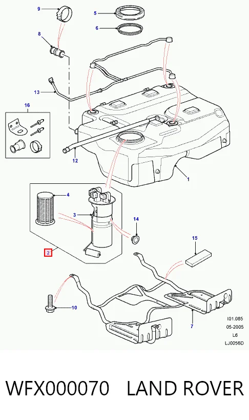Módulo de bomba de combustible con sensor de nivel de combustible WFX000070 LAND ROVER