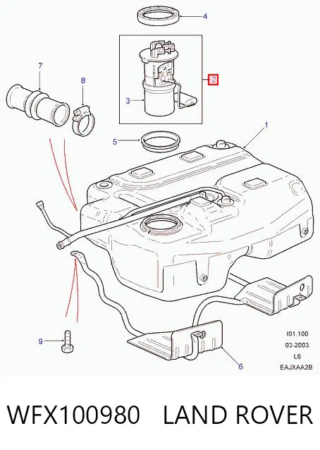 WFX100980 Land Rover Módulo de alimentación de combustible
