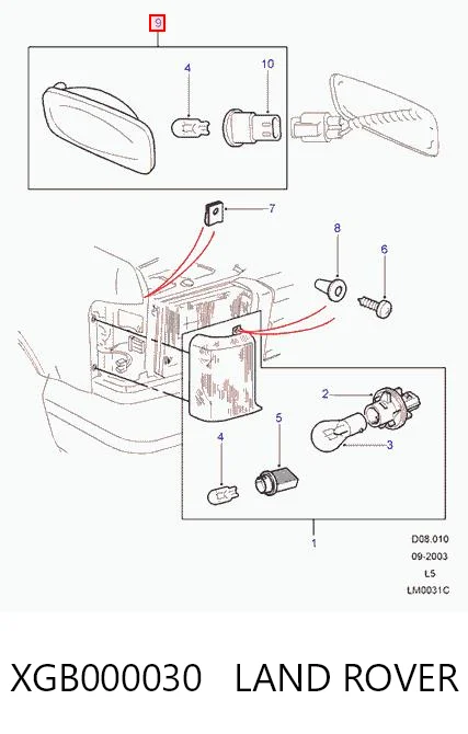 XGB000030 Land Rover Luz intermitente guardabarros