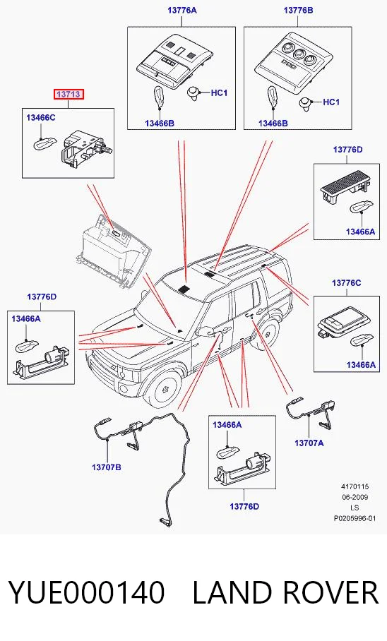Pinza de freno trasera izquierda YUE000140 LAND ROVER