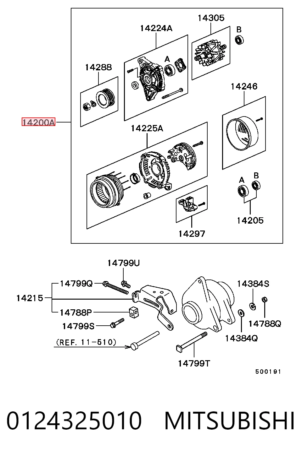 0124325010 Mitsubishi Alternador de coche