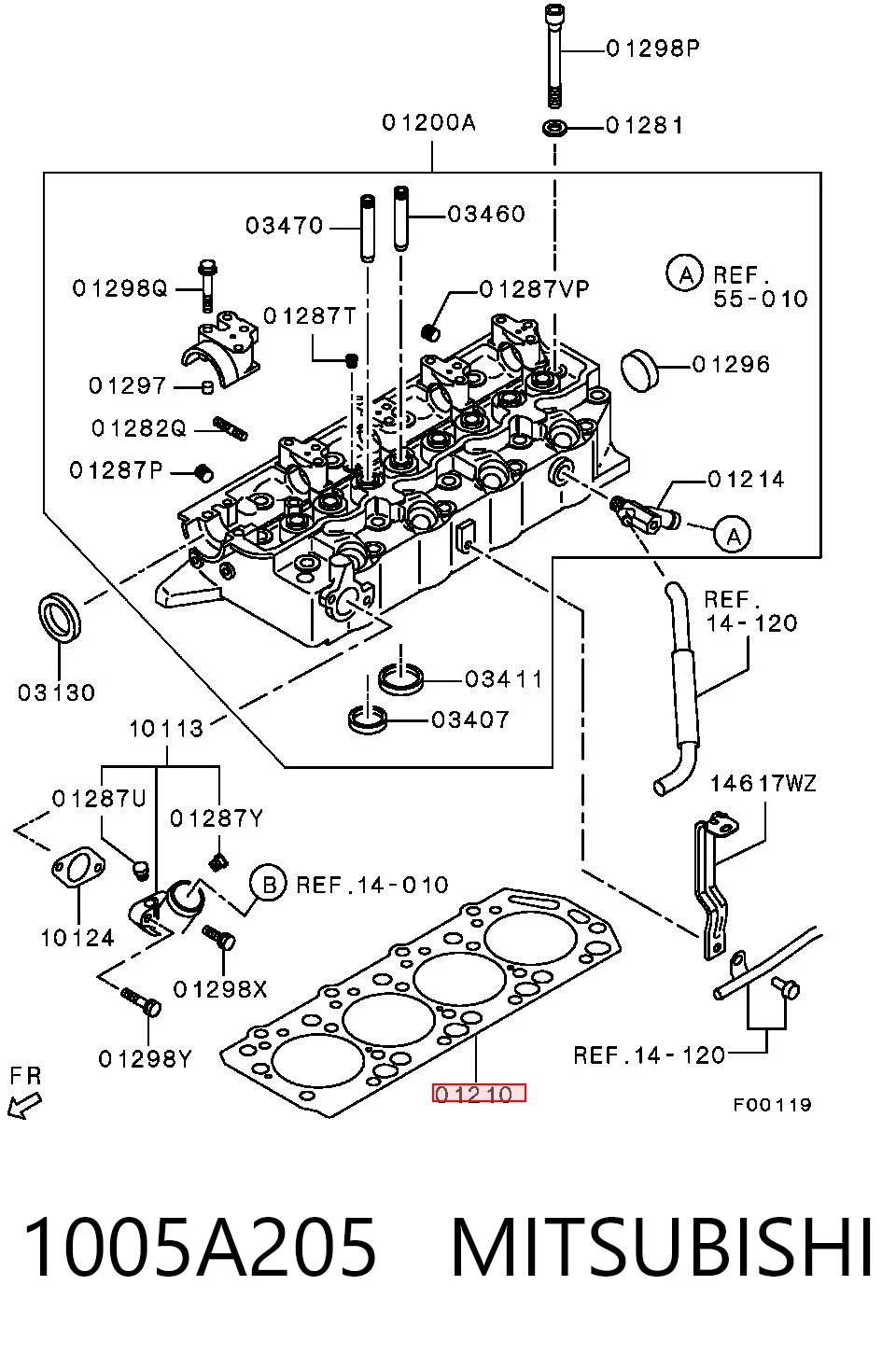 1005A205 Mitsubishi Empaquetadura de culata