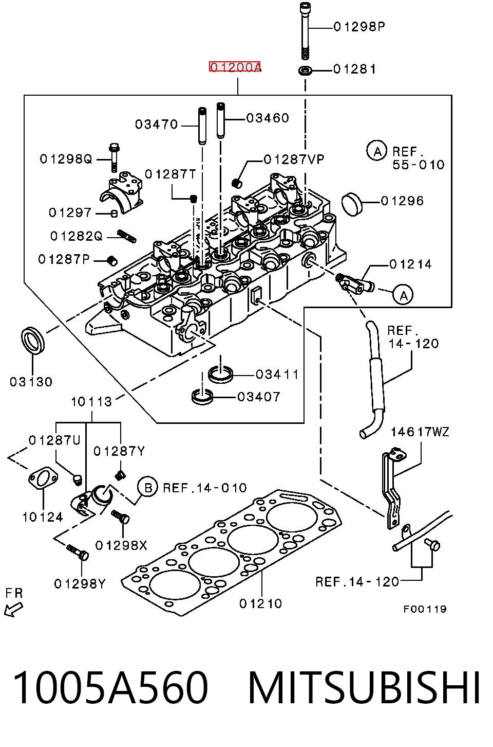 1005A560 Mitsubishi Cabeza del motor