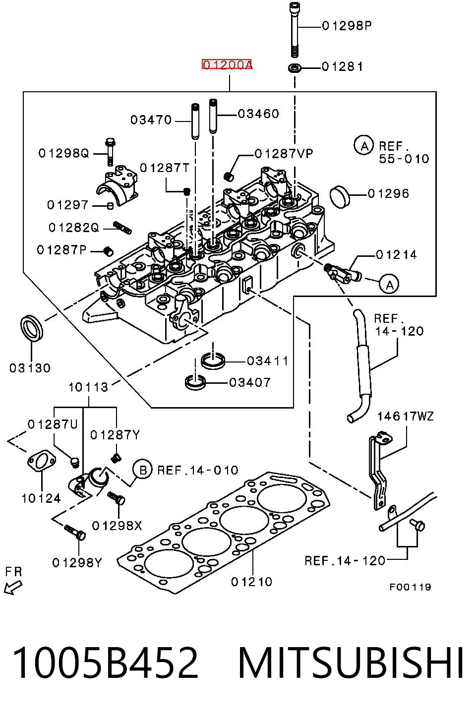1005B452 Mitsubishi Cabeza del motor