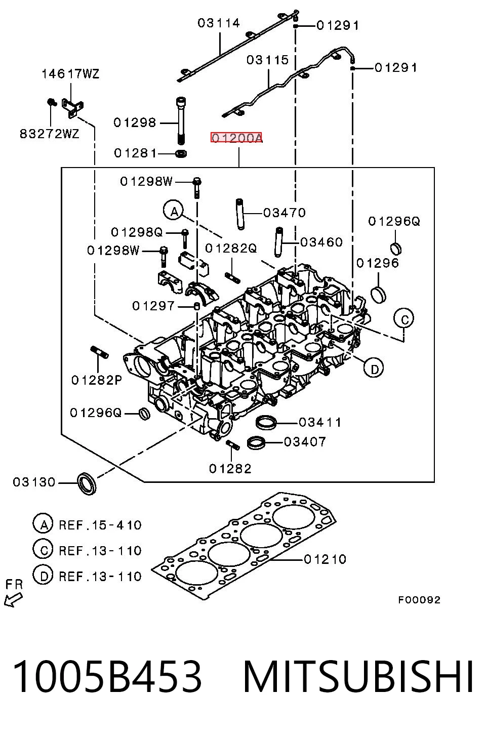 1005B453 Mitsubishi Cabeza del motor