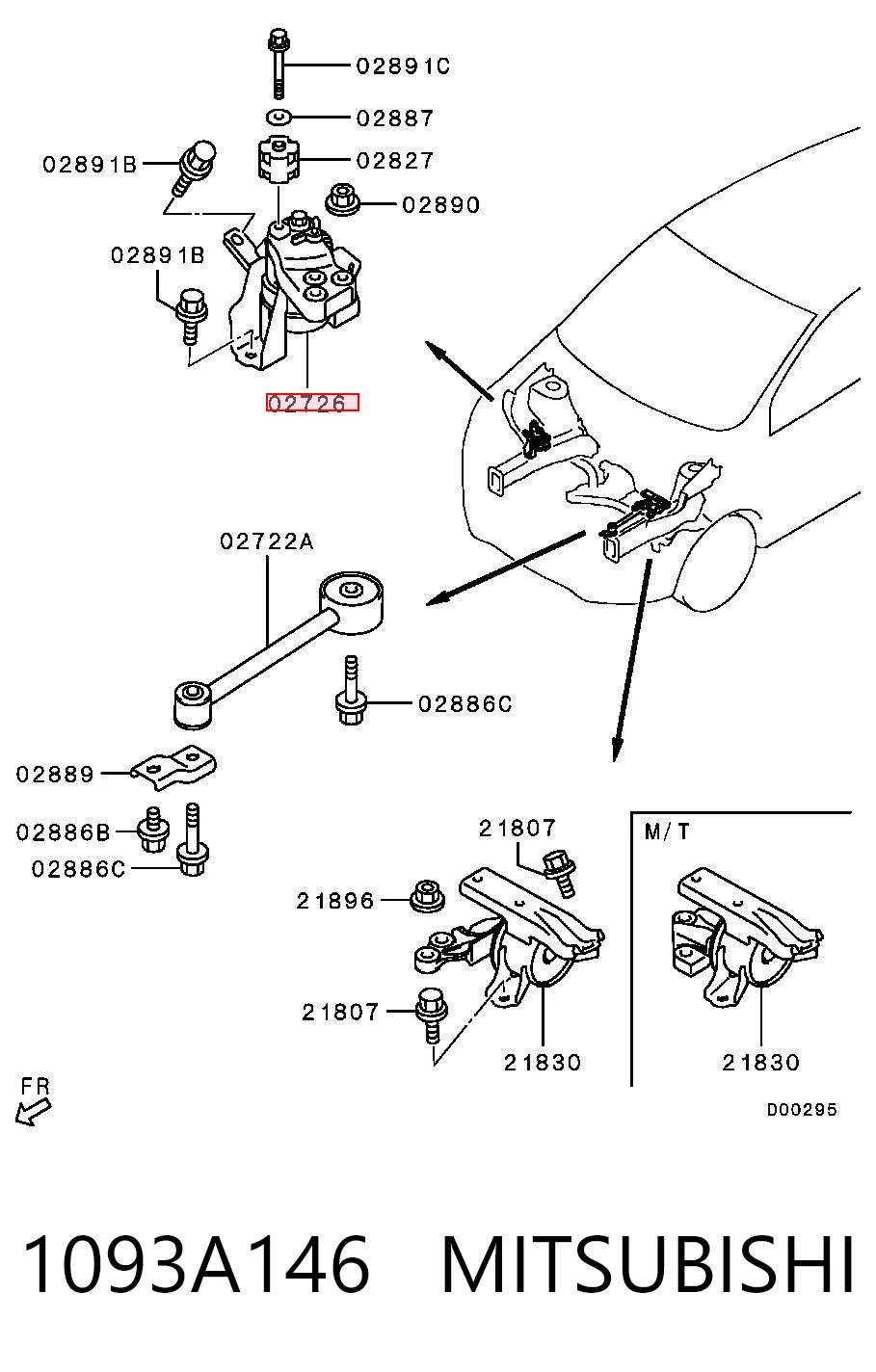 1093A146 Mitsubishi Soporte de motor derecho