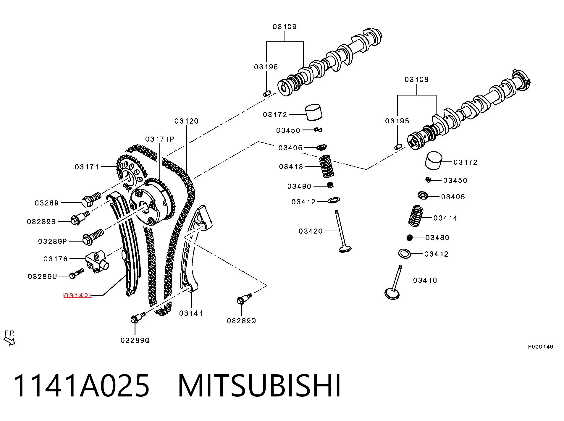 Cadena de distribución motor para Mitsubishi Lancer  (CY_A, CZ_A)