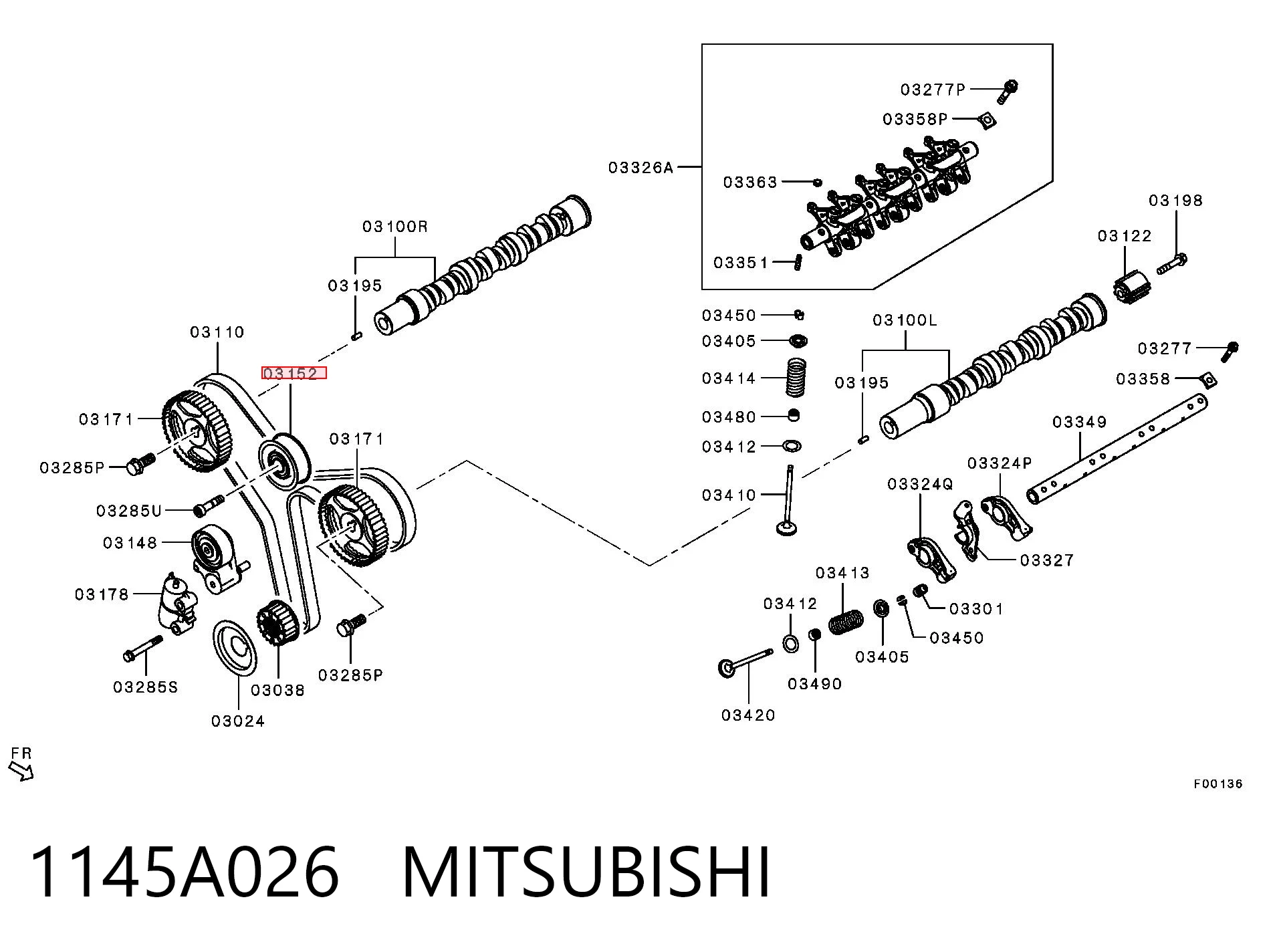 1145A026 Mitsubishi Polea tensora intermedio de correa dentada