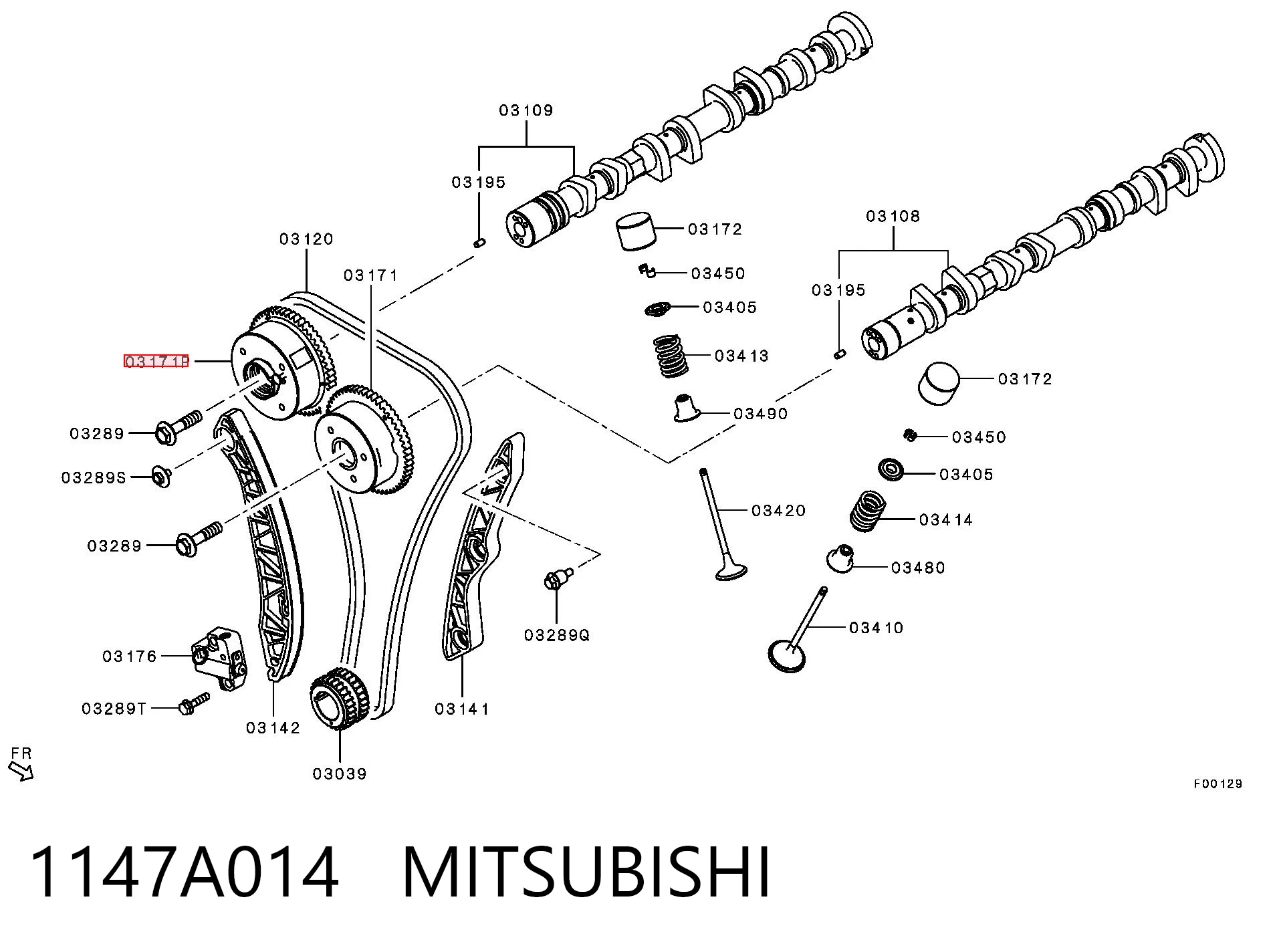 1147A014 Mitsubishi Engranaje del árbol de levas de escape