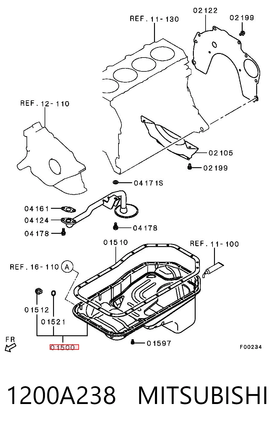 1200A238 Mitsubishi Cárter de aceite del motor