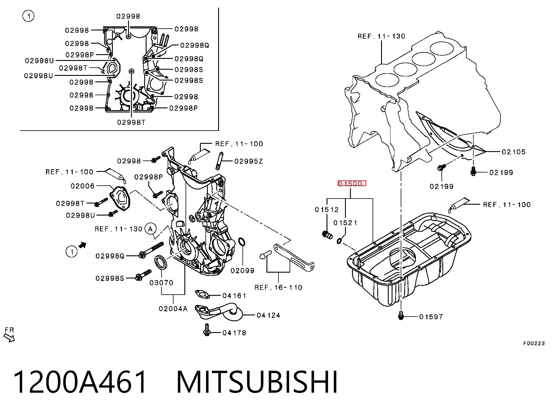 1200A461 Mitsubishi Cárter de aceite del motor