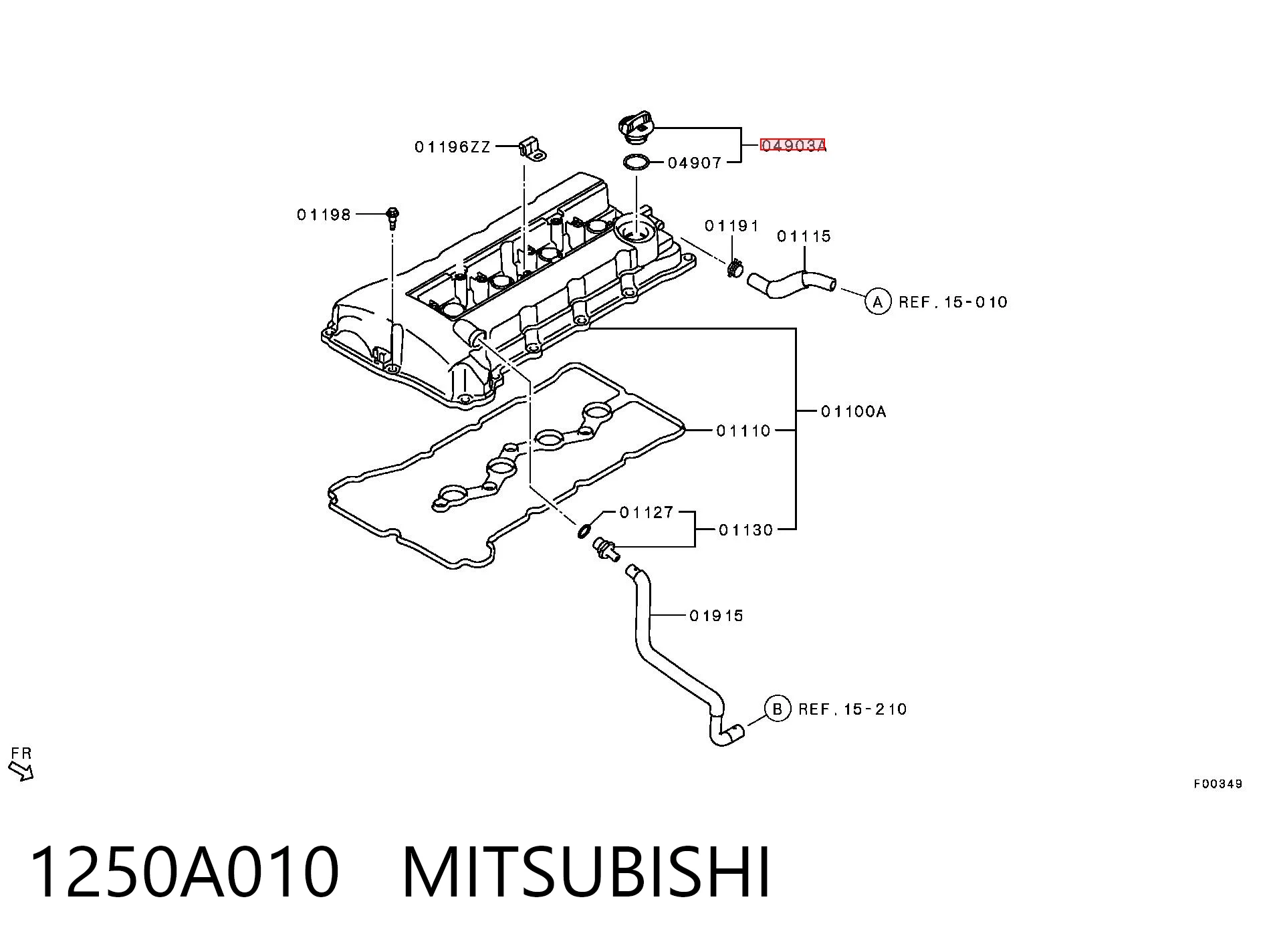1250A010 Mitsubishi Tapa, tubuladura de relleno de aceite