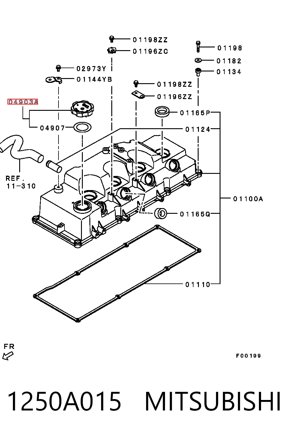 1250A015 Mitsubishi Tapa, tubuladura de relleno de aceite