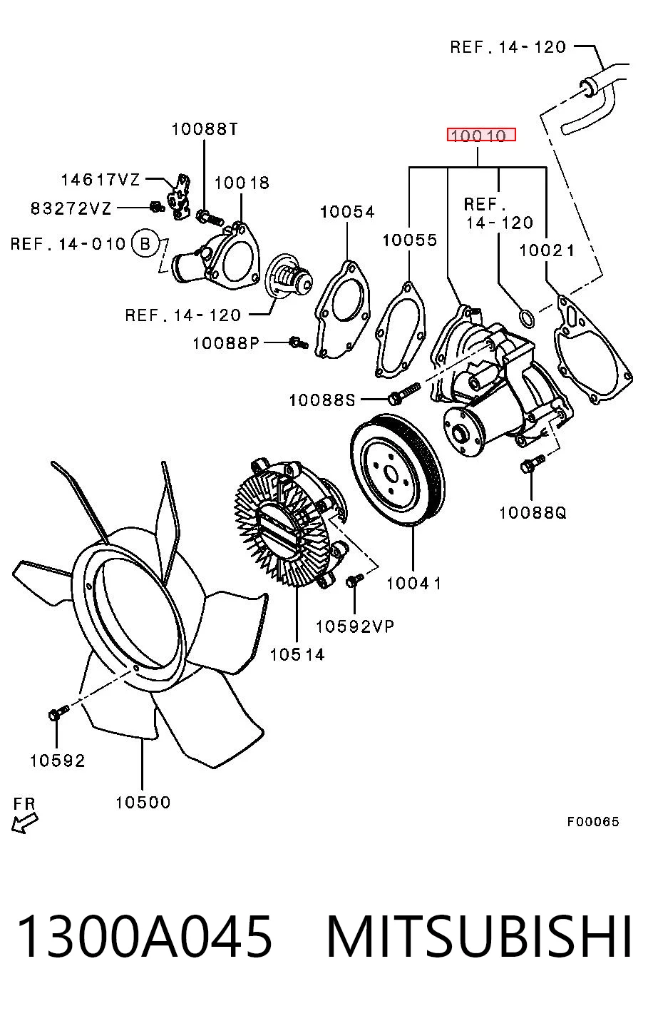 1300A045 Mitsubishi Bomba refrigerante coche