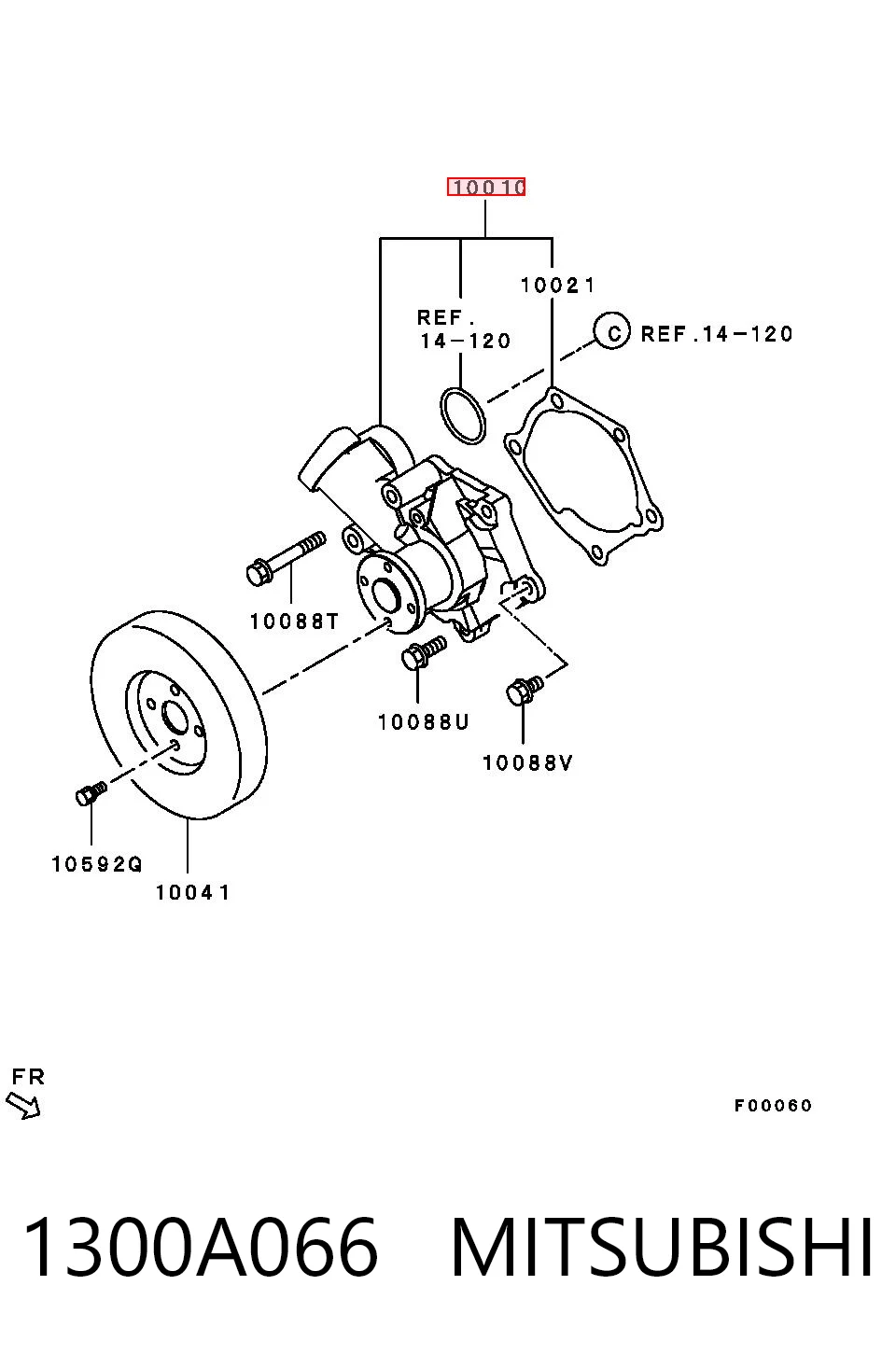 1300A066 Mitsubishi Bomba refrigerante coche