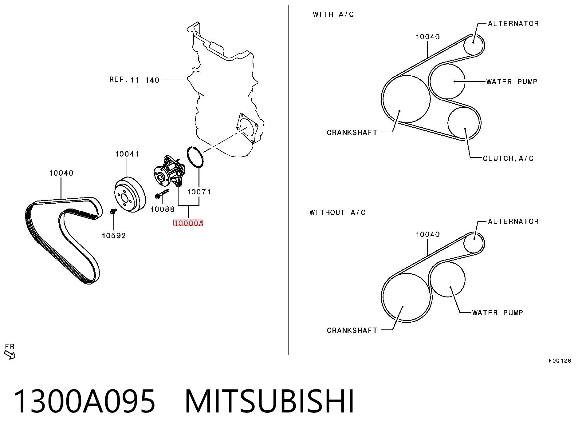 1300A095 Mitsubishi Bomba refrigerante coche